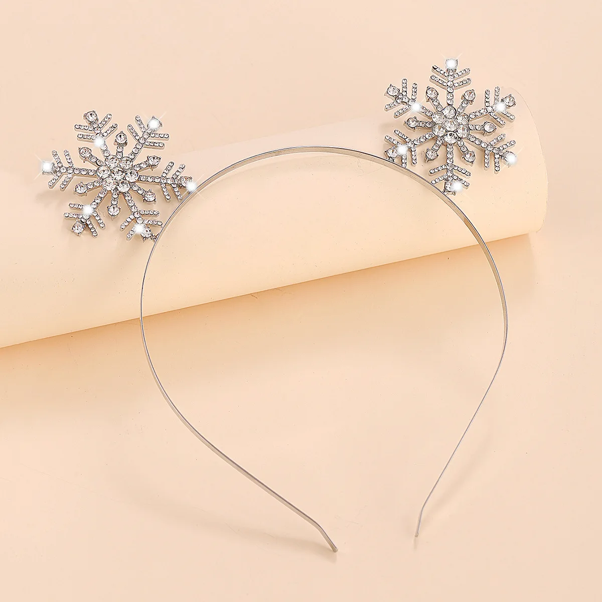 Fashion Crystal Rhinestone Snowflake Merry Christmas Hairband Head Hoop for Women Girls Punk Metal Alloy Headband Hair Ornament
