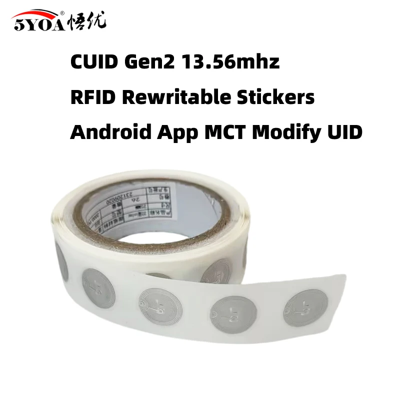 13.56mhz CUID Changeable S50 1K RFID Sticker Wet Inlay NFC Tag Sector 0 Block 0 UID Rewritable For NFC Andriod MCT Copy Clone 3