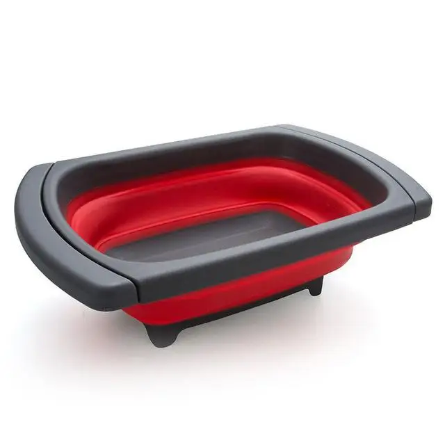 Enzege Passoire Pliable, Grande Capacité, Rétractable, Poignées Réglables pour Tous Les Éviers, Noir et Rouge, Silicone, 39.5 x 26.3 x 4.5 cm Enzege Passoire Pliable, Grande Capacité, Rétractable, Poignées Réglables pour Tous Les Éviers, Noir et Rouge, Silicone, 39.5 x 26.3 x 4.5 cm