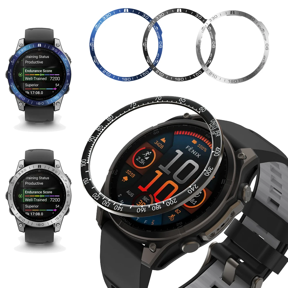 Stainless Steel Sculptured Time Unit Bezel Ring Cover - Adhesive & Anti-Scratch Protection
