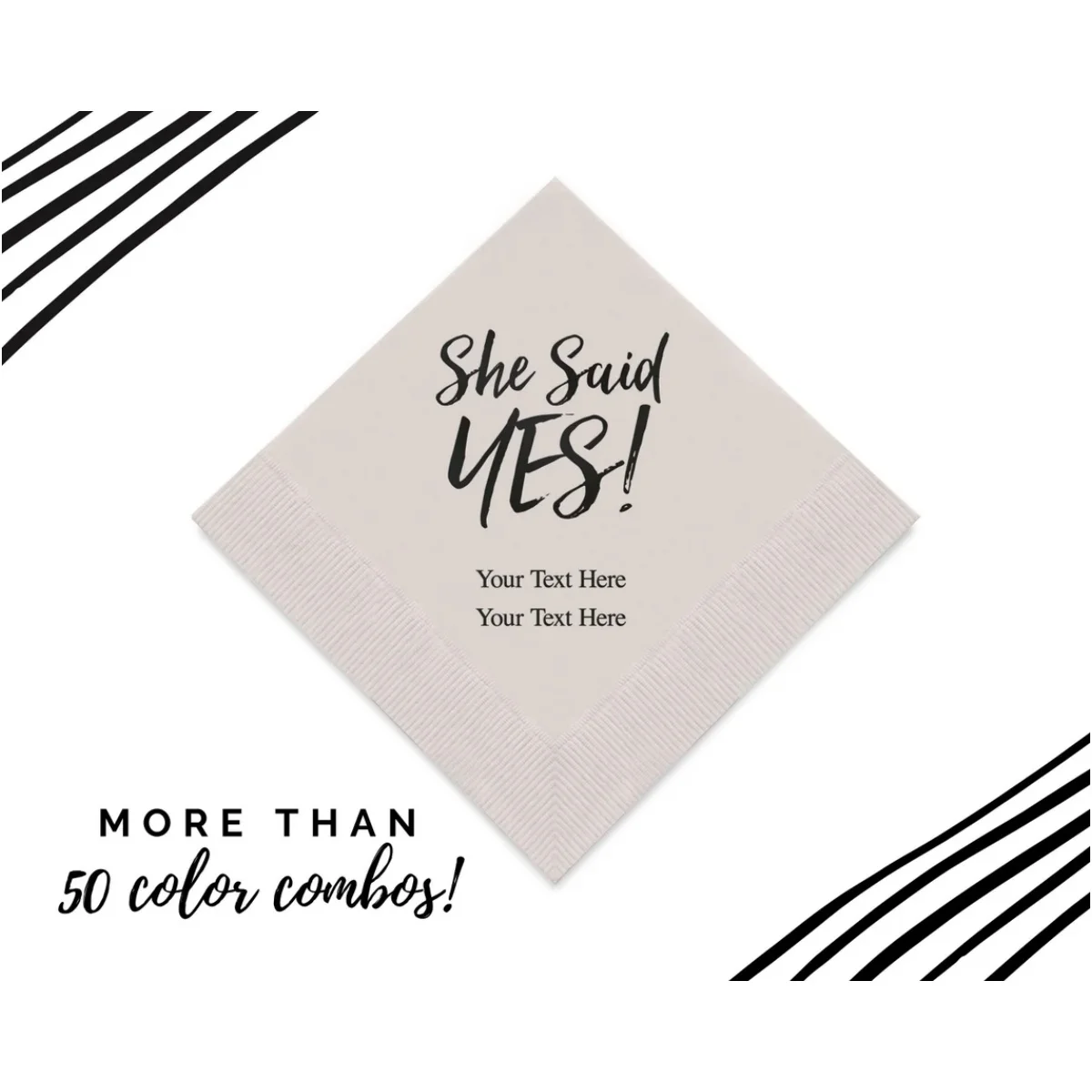 

50 She Said Yes! Napkins - Personalized Paper Napkins - Custom Bridal Shower Napkins - Engagement Party Napkin - Set of 50 Per