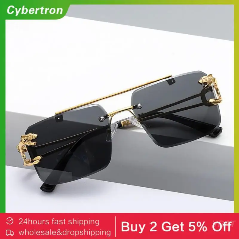 Sunglasses Personality Fashion Frameless Metal Sunglasses Borderless Metal Retro Semi Rimless Rimless Glasses Eyewear