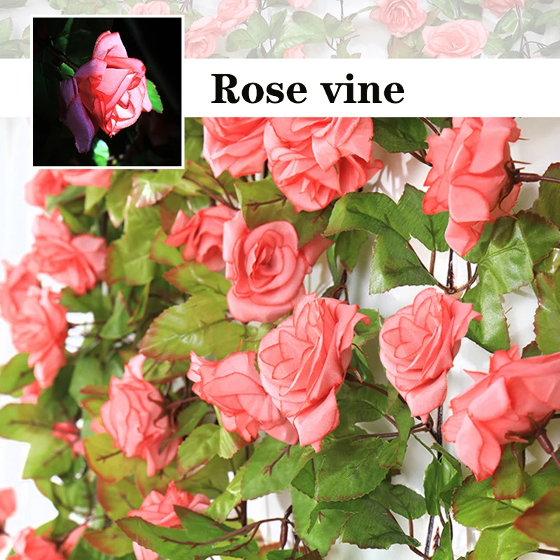 Silk Artificial Rose Vine Hanging Garland for Elegant Wall and Home Decoration