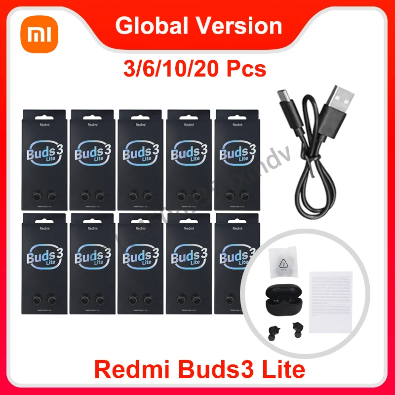 3/6/10/20 Pcs Cable Xiaomi Redmi Buds 3 Lite TWS Bluetooth 5.2 Earphone  Headset IP54 Life Mi Ture Wireless Earbuds 3 Youth - AliExpress