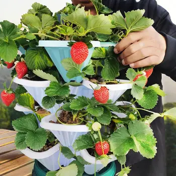 5pcs Strawberry Planting Flowerpot Stackable Vertical Planter Tray Decor Garden Growing Herbs Vegetables Plantation Tower