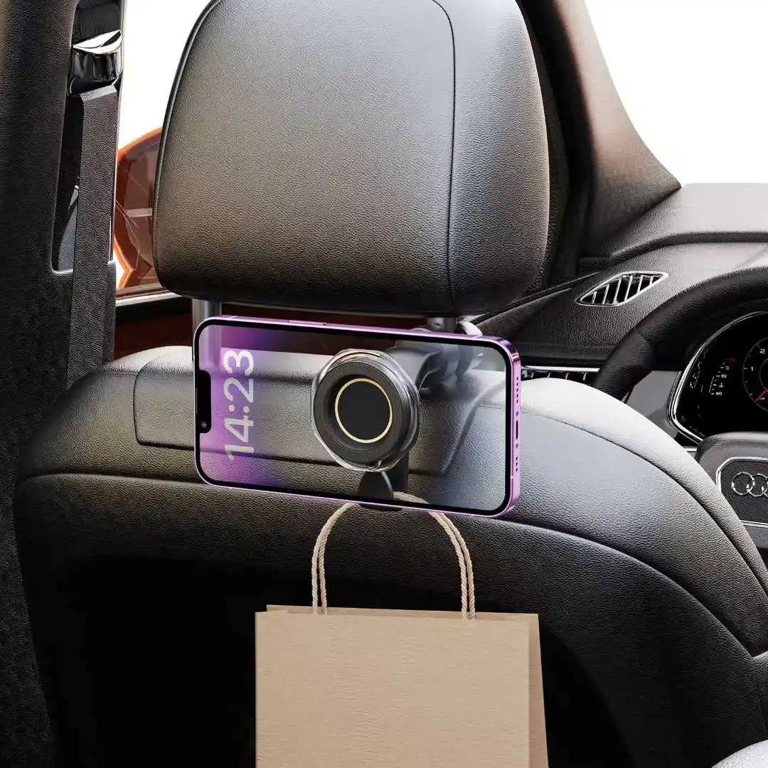 Car Rear Headrest Phone Stand with 360 Degree Rotation