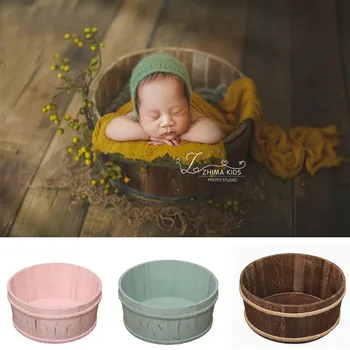 Fotografia neonato puntelli mobili fotografia per bambini servizio fotografico Vintage in posa letto in legno cestini fotografici souvenir per bambini