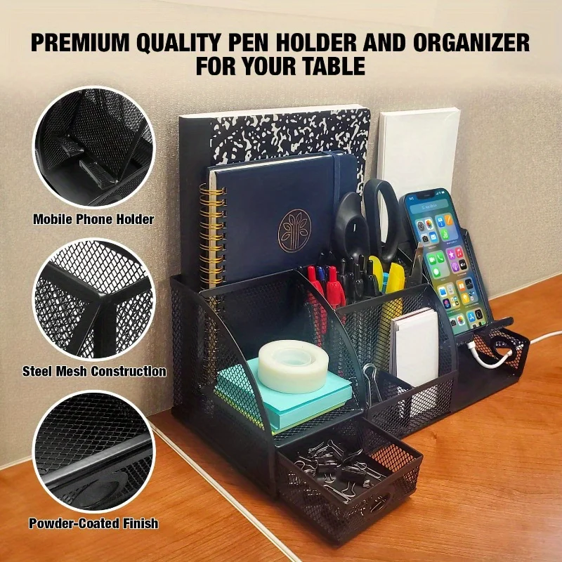 Premium Desk Organizer Set - Multi-Compartment Office Accessories for Streamlined Desk Storage