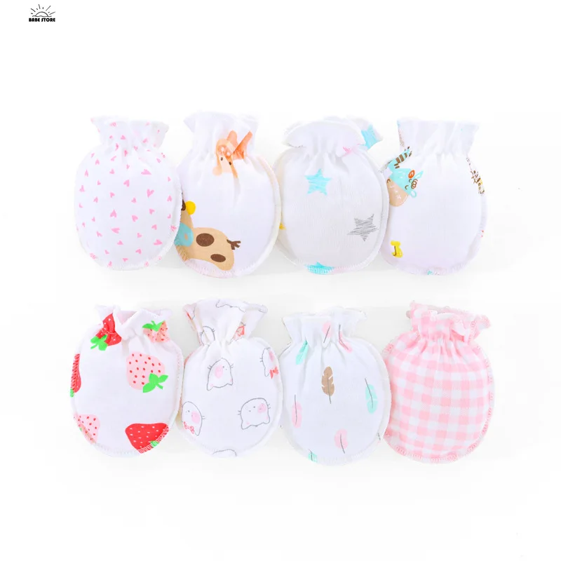 Baby Mittens Anti Scratching Gloves 1/5Pairs Newborn Baby Gloves Cotton 0-3 Months Infant Anti-Grab Face Anti-Eat Hand Glove Cute Printed Glove