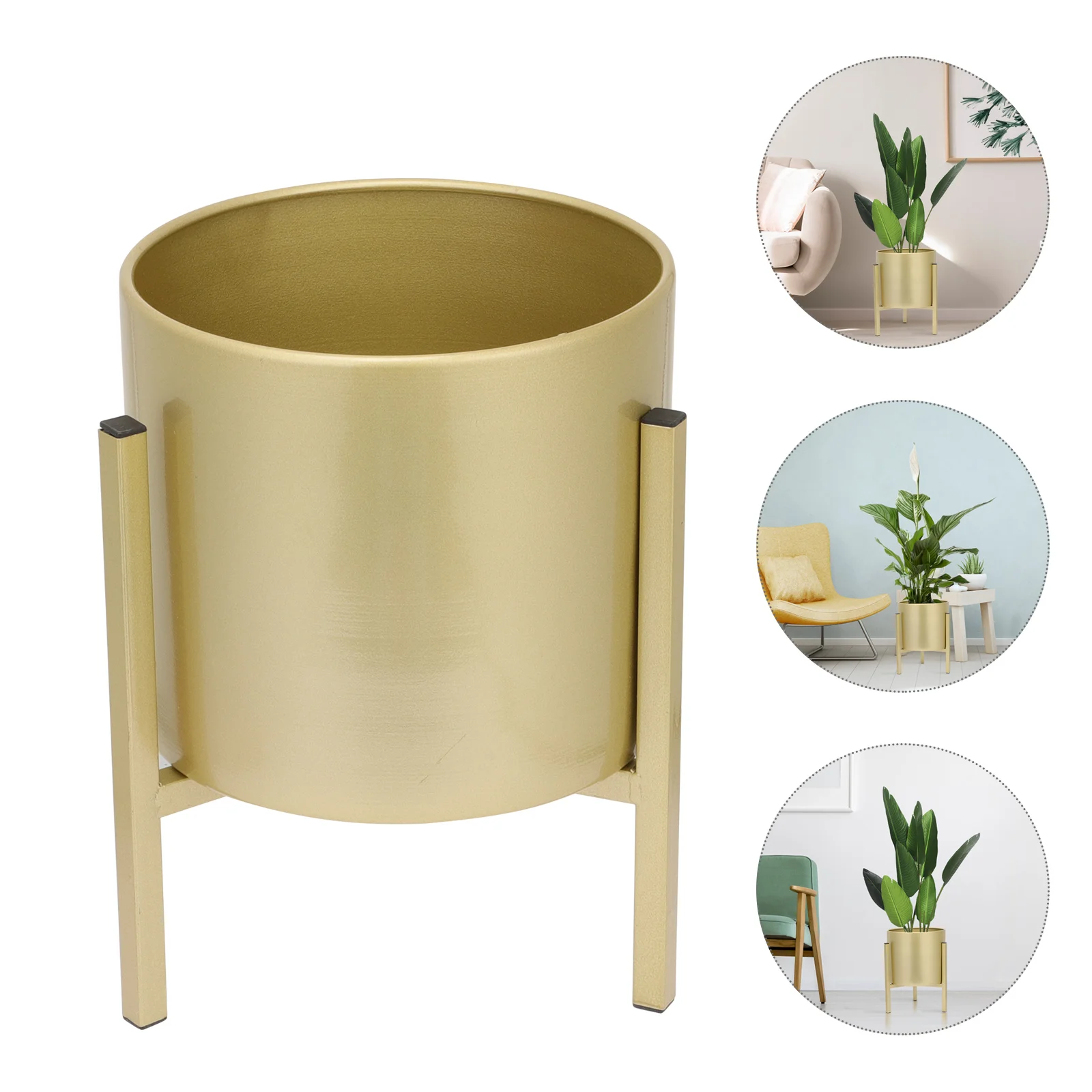 

Household Plant Pot Flower Planter Container Nordic Style Planting Basin Tabletop Decorative Flowerpot Desktop Gold Stand