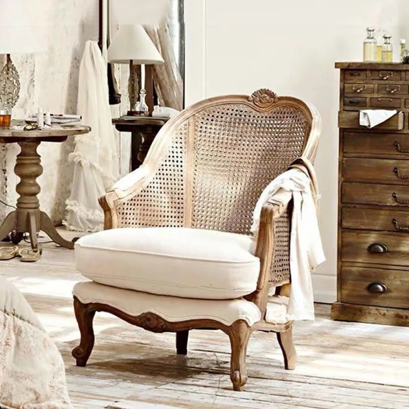 

Solid wood single chair, living room small unit , leisure retro balcony sofa