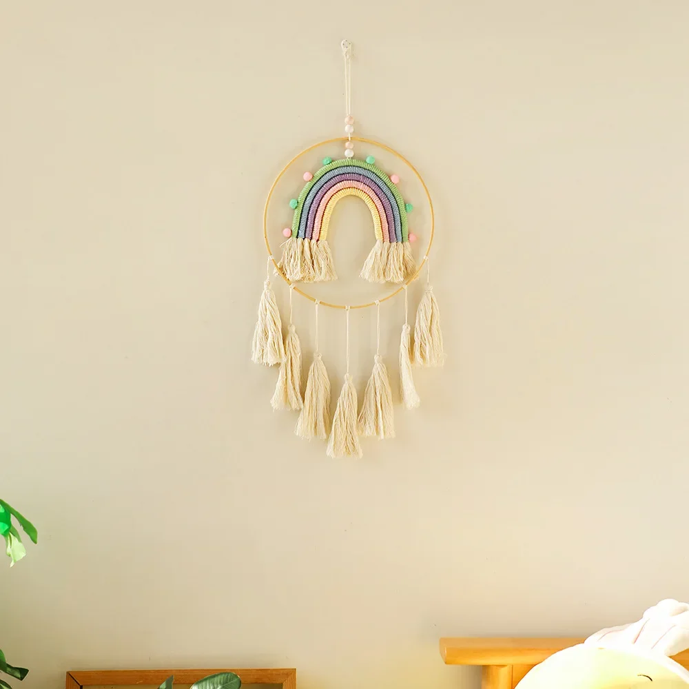 Handmade Rainbow Tassel Wall Tapestry