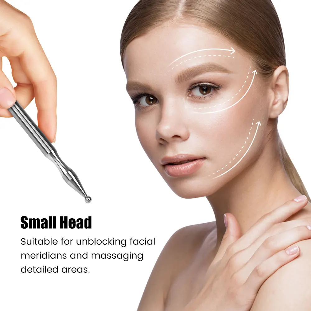 Acupuncture pen stainless steel dual head facial reflexology acupressure bar for body pain relief