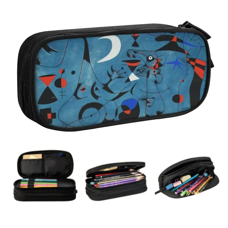 

Custom Joan Miro Painting Kawaii Pencil Case Girl Boy Large Capacity Moon Paint Simple Abstract Pencil Box Student School