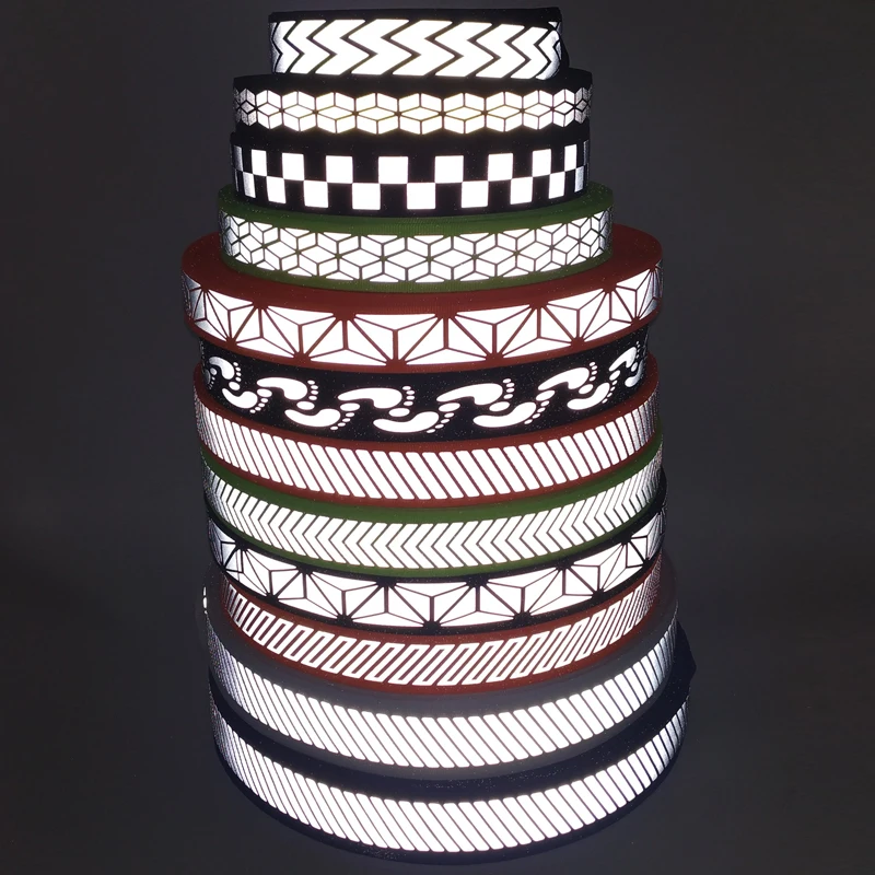27mm Reflective Ribbon Pattern Black Traffic Safety Warning Tape DIY Clothing Sewing Accessories 3 meter long