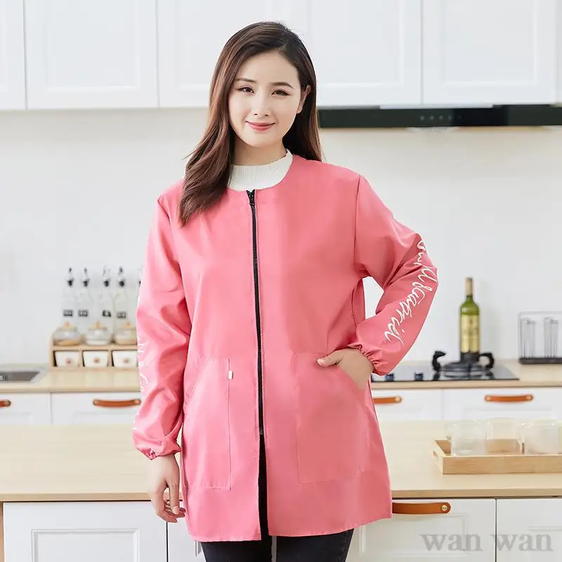 New Waterproof Work Clothes Pet Shop Uniforms Beauty Salon Long Sleeve Apron Barber Shop Anti Hair Smock Cooking Oil Proof Gown 3