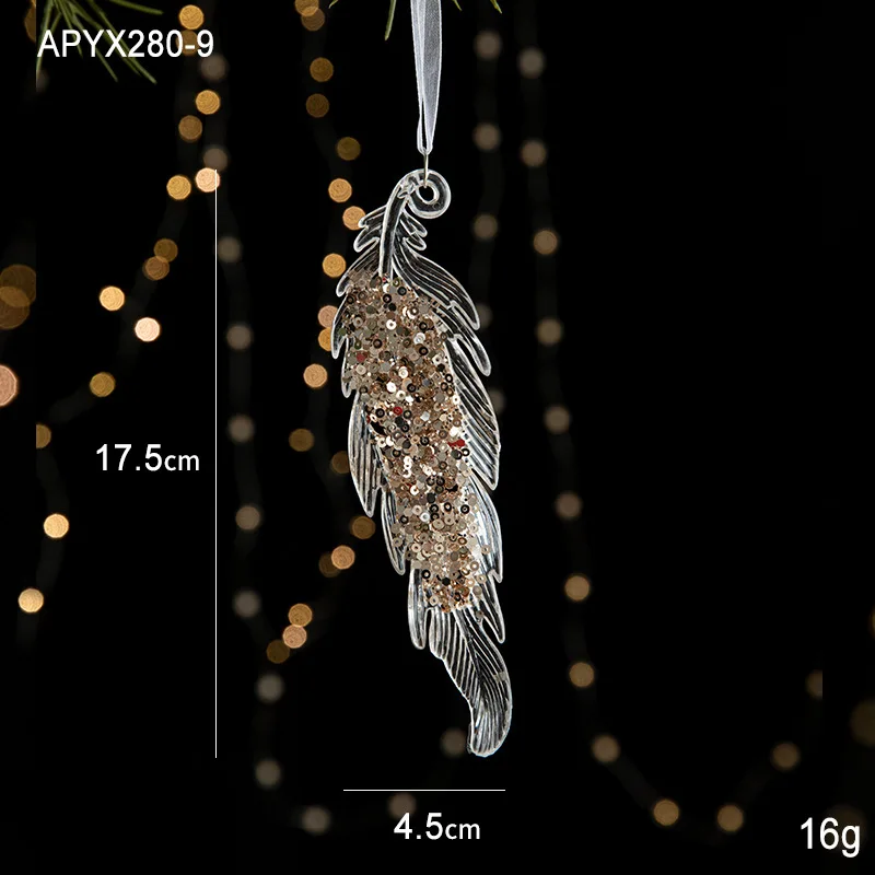 thumbnail image 1 of Colgantes de campanas de alce de acrílico para árbol de Navidad, colgantes de copos de nieve transparentes con lentejuelas, accesorios de decoración para fiestas navideñas en el hogar, 1 of 5