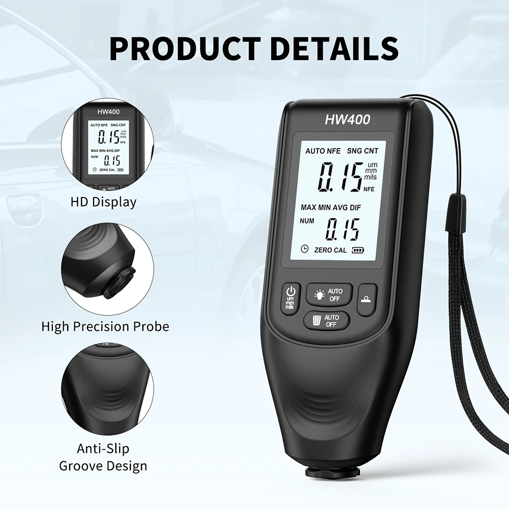 Car Coating Thickness Gauge 0-2000UM For FE/NFE