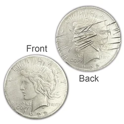 1922 American Goddess Double sided Head Scratched Replica Commemorative Coin, Dark Knight Double sided Magic Prop Copper Coin