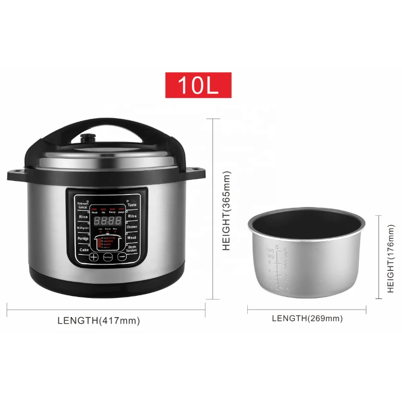 Okicook 10 Liter Modern Kitchen Appliances Stainless Steel Multifunction Electric Instant Pressure Pot Cooker