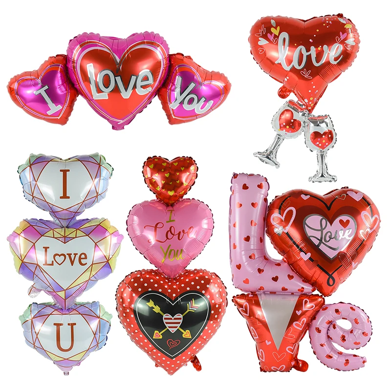 

I Love You Heart Shaped Aluminum Foil Balloon Wedding Anniversary Decoration Valentine's Day Confession Background Decor