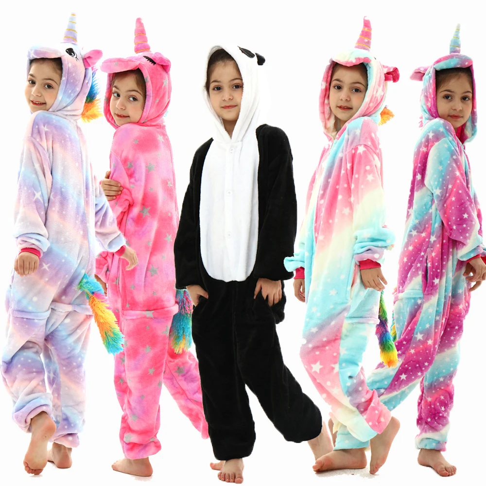 Kids pajamas New Boys Girls Panda Stitch Kigurumi Pajamas Children Kids Unicorn Totoro Cartoon Onesies Animal Pyjamas Sleepwear Anime Costume