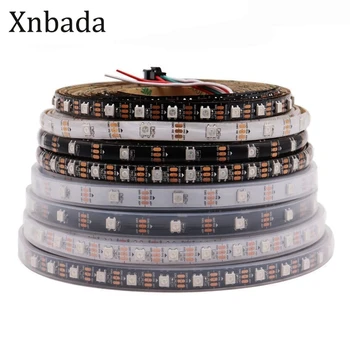 DC5V WS2812B 개별 주소 지정 가능 5050 RGB LED 스트립 WS2812 흑백 PCB IP30/65/67 스마트 픽셀 LED 조명 1-5m