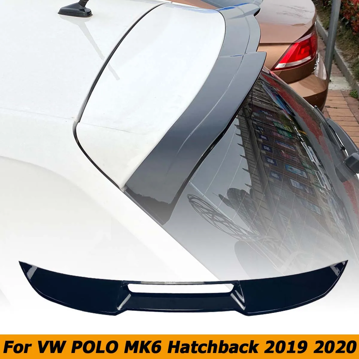 

Glossy Black Rear Trunk Wing Spoiler Roof Wind Deflector For Volkswagen VW POLO MK6 Hatchback 2019 2020 Car Accessories