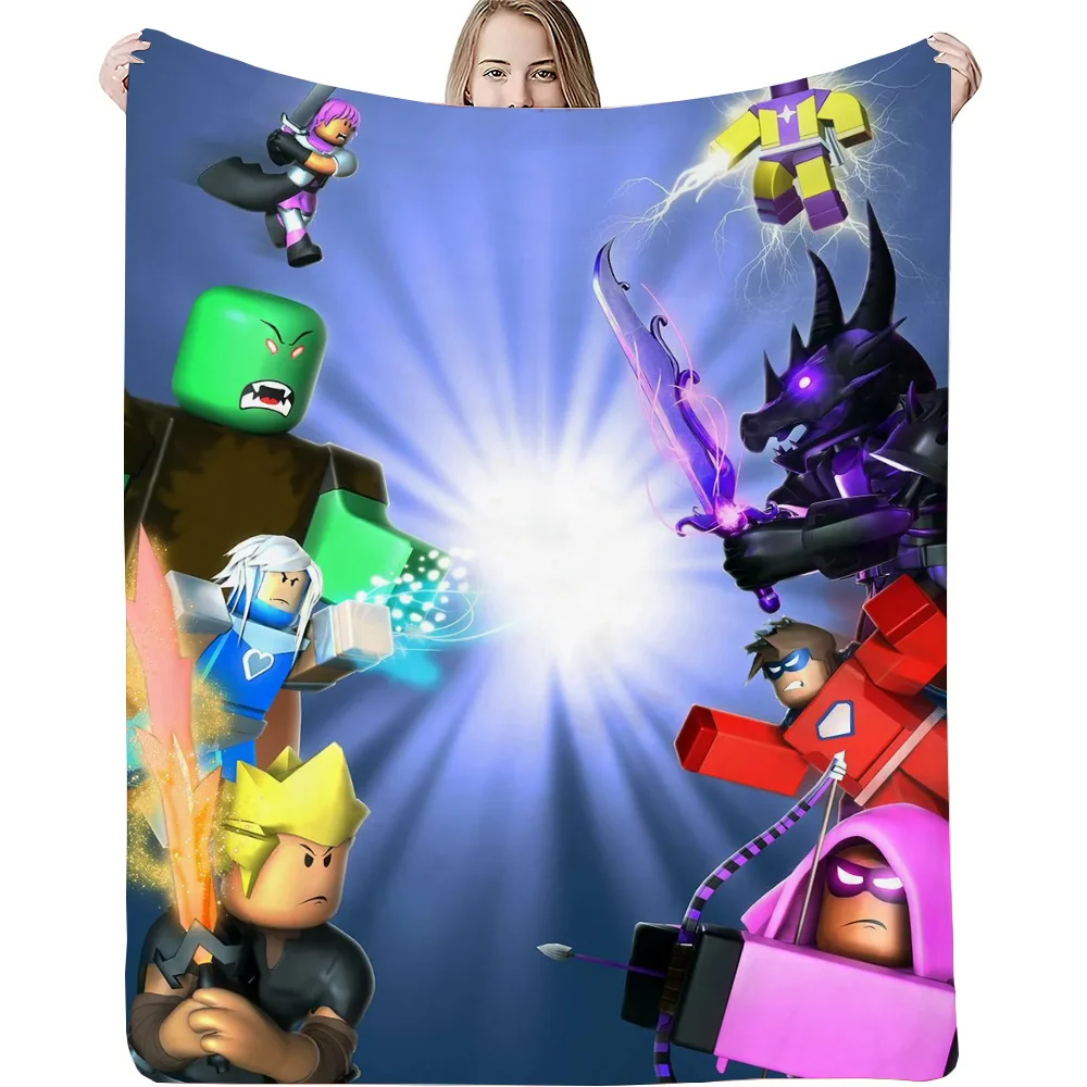 3D GAME R-ROBLOXES Blanket Large Cobija Bed Throw Blankets King Size Thin Wadding Blanket for Winter Plaid Blankets & Throws 4
