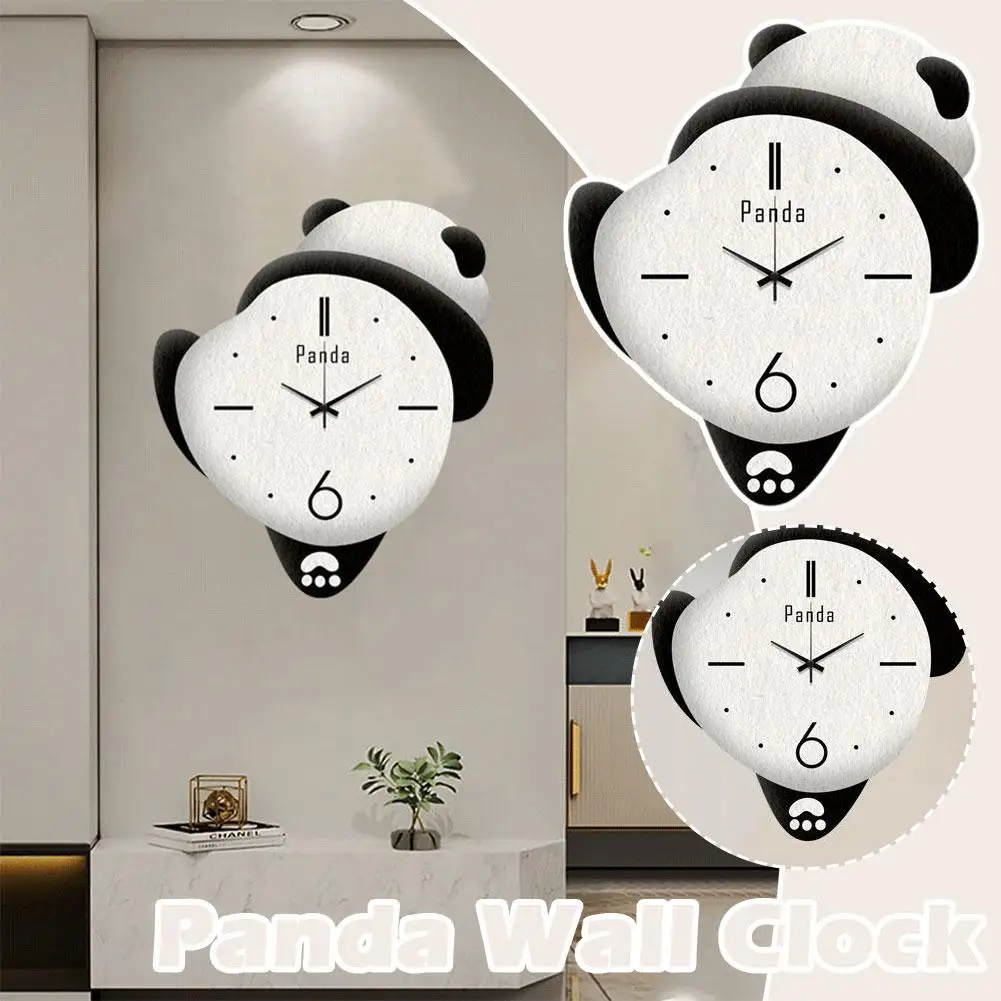 

Cute Panda Clock Family Bedroom Cartoon Clock Decoration Children's Clock Silent Hanging Wall Punch No Room W4O5