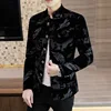Luxury Retro Velvet Suit Jacket for Men Fashion Slim Fit Stand Collar Blazer Masculino Casual Business Wedding Dress Coat 2023 3