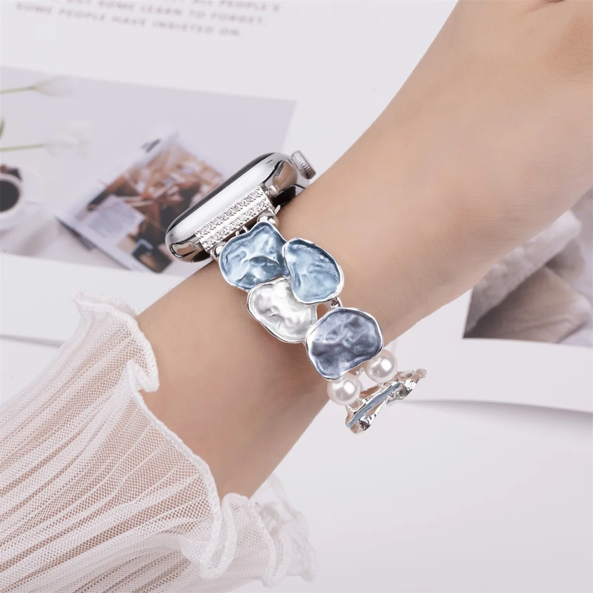 Bracelet de montre à bijoux pour iWatch Ultra 2 Series 10/9/8/7/6/5 Bracelet de montre tendance 42/44/45/46/49 mm 38/40/41 mm_voghion.com