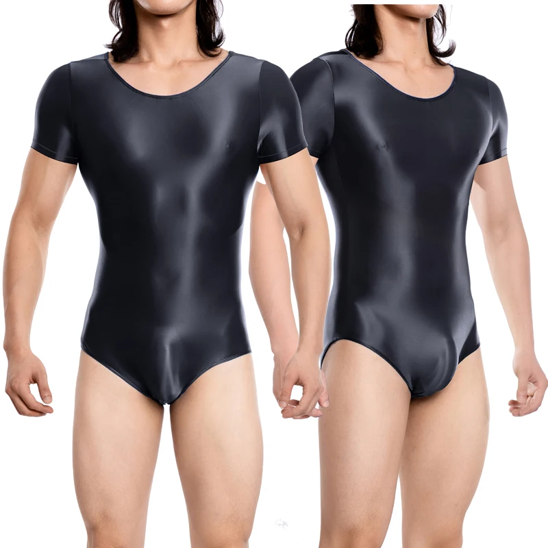 Sexy Men's underwear glossy body suits smooth see through swimsuit High elasticity shiny Tights jumpsuit