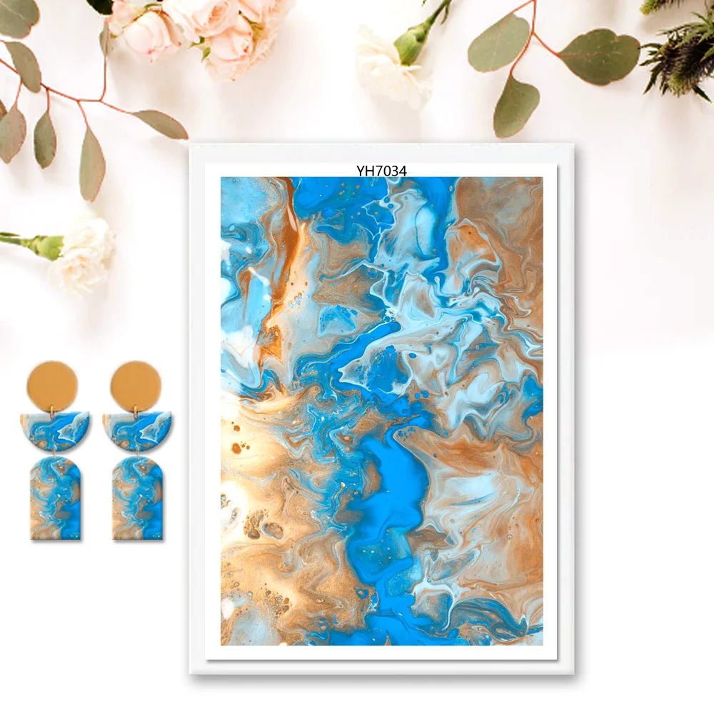 Marbling Special Polymer Clay Transfer Paper Stone Pattern DIY Soft Pottery Coloring For Earrings Jewelry