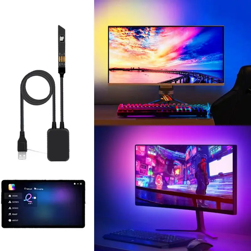 Ambibox Pc Screen Sync Strip Light Smart Electronics Monitor Per Computer Per Esports Atmosphere Screen Light Smart Home Game Room