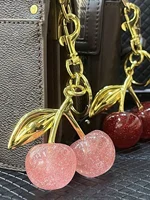 New Fashion Crystal Cherry Pendant Metal Key Chain, Suitable For Daily Wear, For Bag Accessories, Can Send Family Gifts, Friends 3