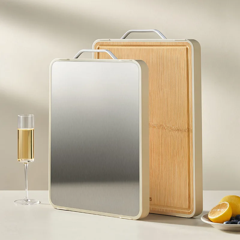 Double-Sided Meat Cutting Board Large Size Kitchen Chopping Block Cutting Board Stainless Steel Rectangular For Raw Meat