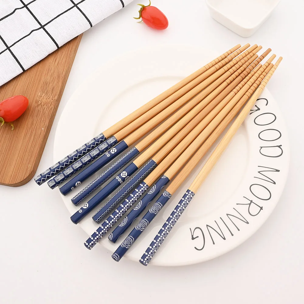 New High Quality Reusable 5 Pair Set Handmade Bamboo Japanese Natural Wood  Chopsticks Sushi Food Multi Color Wooden Chop Sticks - AliExpress