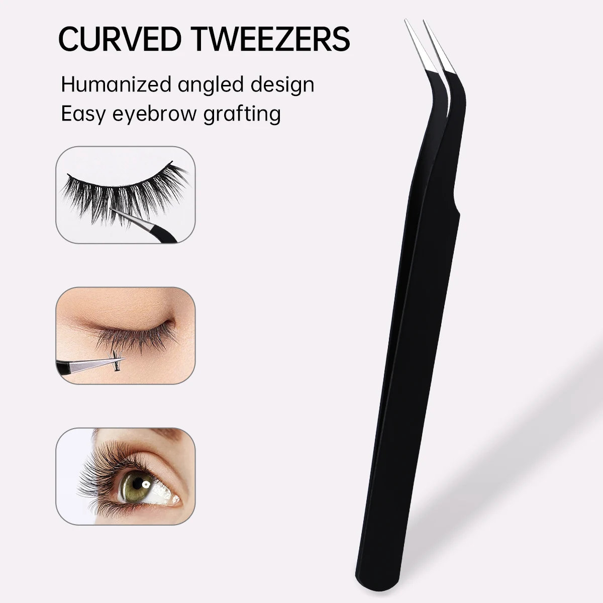 3PCS multifunctional stainless steel eyelash tweezers