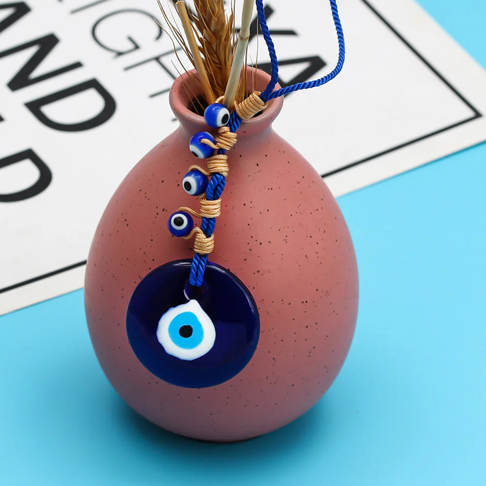2 Pcs 's Eye Pendant Blue Hamsa Beads Key Chain Accessory Eyes Hanging Glass 6