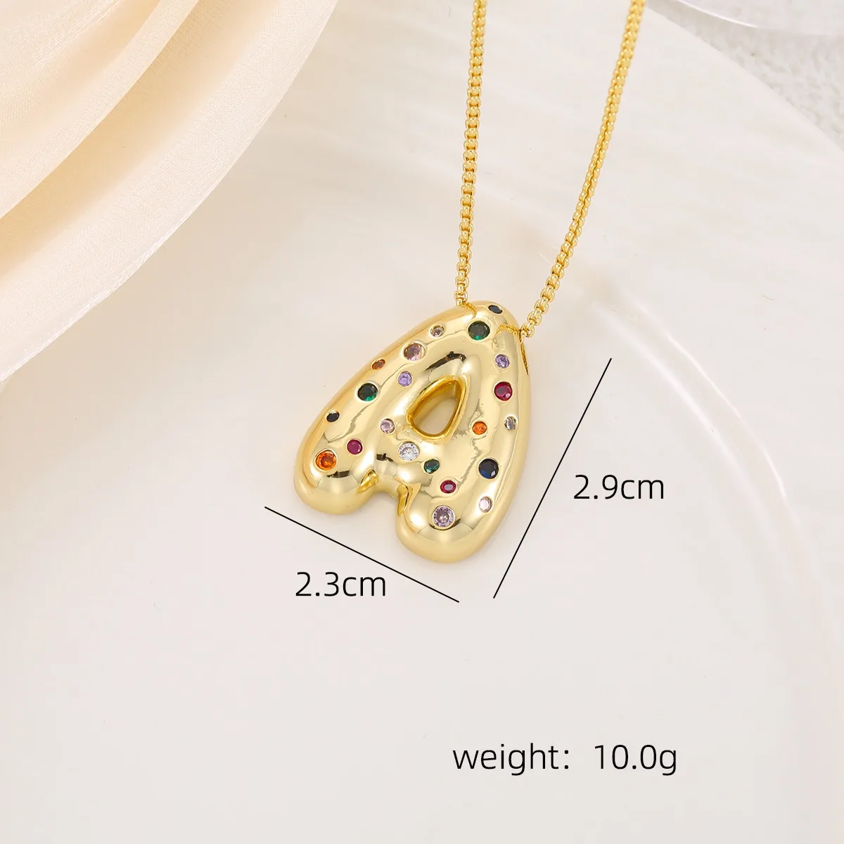 A-Z Multicolour Zircon Chunky Letter Alphabet Pendant Necklace for Women Special Balloon Bubble Luxury Choker Jewelry Girls Gift