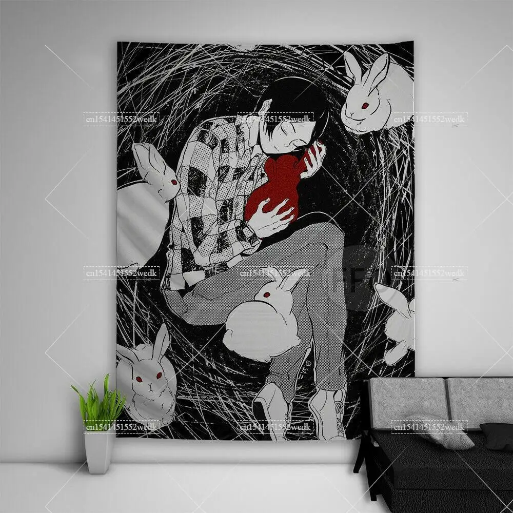 Kawaii School Girl Tapestry Wall Decor Anime Tapestry Manga Aesthetic Room Decoration Meme Tapestries Art Poster Home tapestry decorations