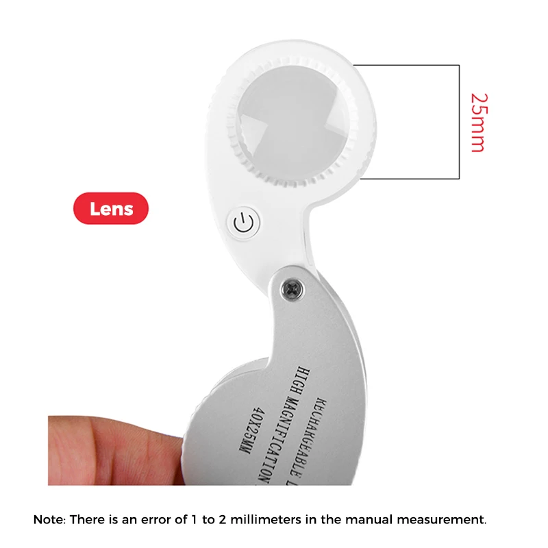 Jewelry Magnifier Rechargeable Jewelry Magnifier 40X 60X Foldable Magnifying Glass With UV LED Lights Illuminated Magnifier For Jewelers Gems Coin