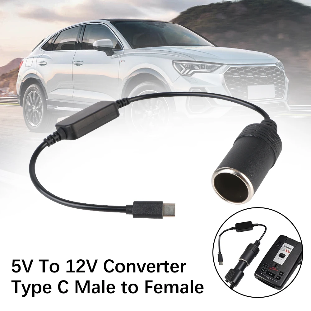 USB C Naar Sigarettenaanstekeradapter, Type C Male 5V Naar 12V Socket Converter voor Dash Cam GPS Auto LED, met 15W Voeding voor Automotive Apparaten