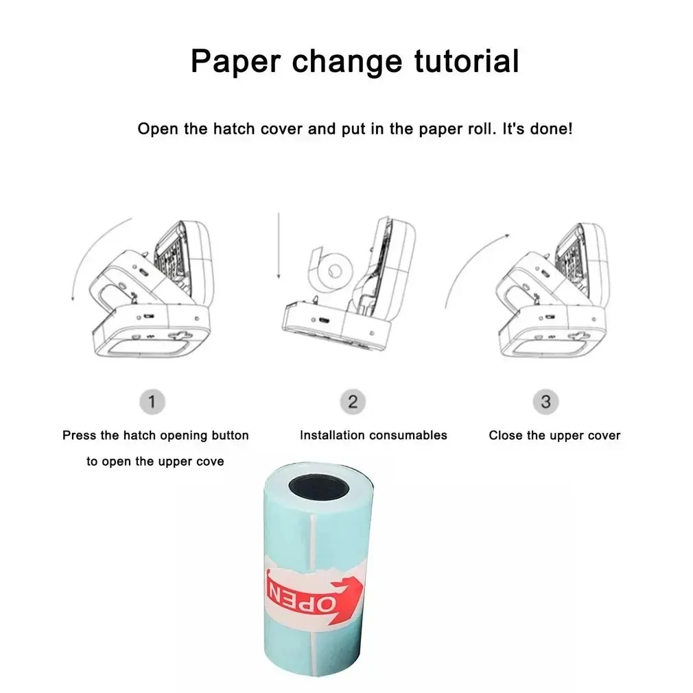 Thermal Paper Roll 3 Roll Printable Sticker Paper Direct Thermal Self-adhesive 57*30mm for PeriPage A6 Pocket Thermal Printer
