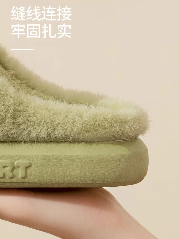 Bow Fluffy Women Slippers Faux Plush Fur Winter Eva Home Cotton Shoes House Indoor Living Room Slippers Female Slides flip flops 4