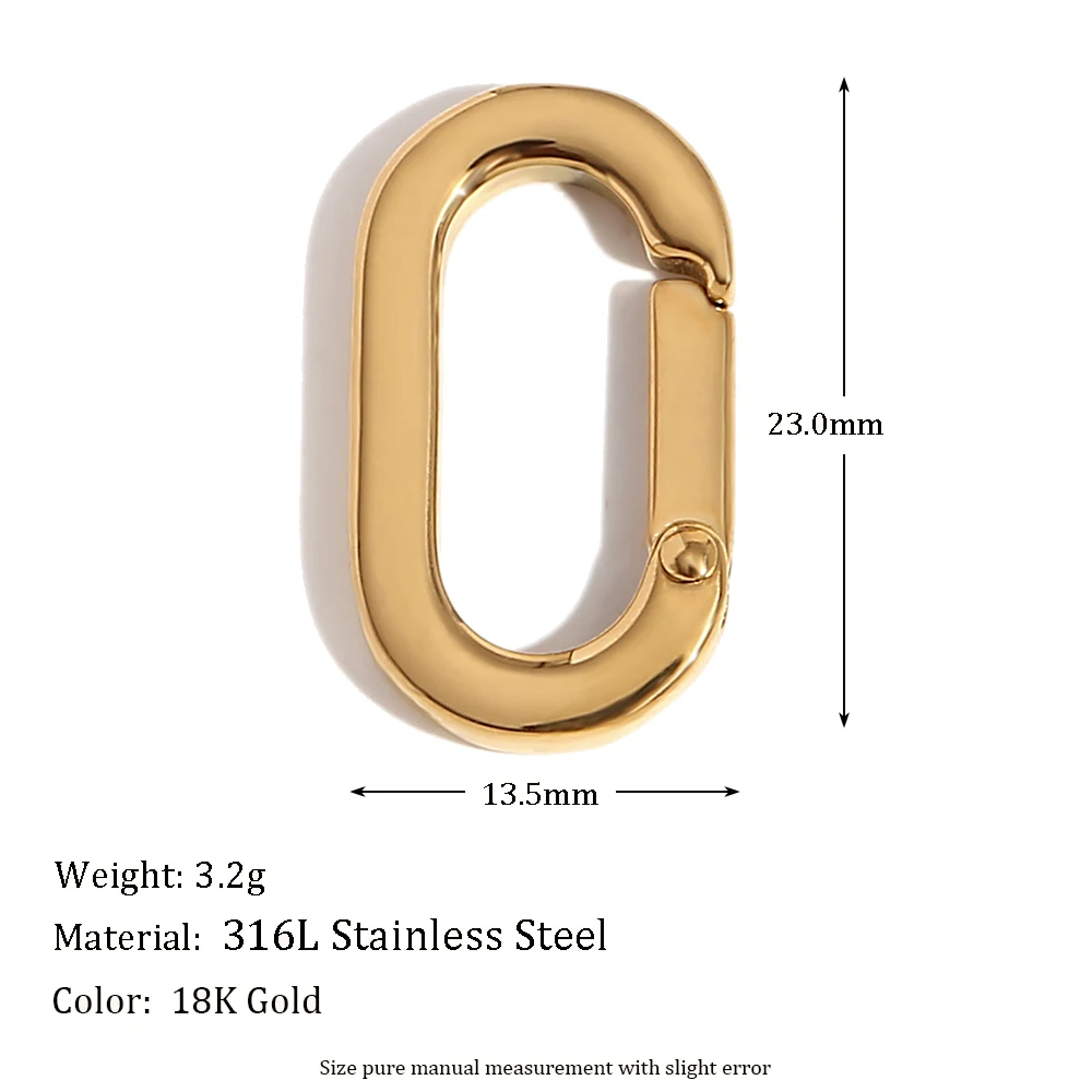 Elegant Round Oval Buckle Pendants - 18k Gold Plated Stainless Steel