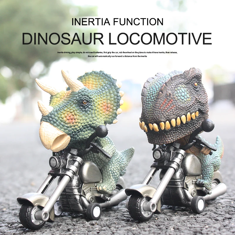 Childrens Dinosaur Modeling Pullback Motorcycle Simulation Locomotive Inertia Car miniatures item Animal figurines Dinosaur toys 2