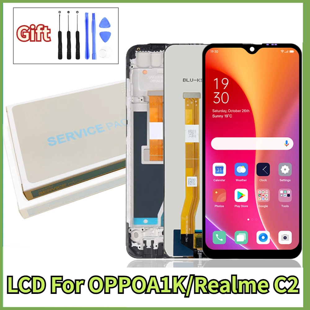 

Оригинальный дисплей 6,1 дюйма, сменные детали для Oppo A1K CPH1923, ЖК-дисплей для Realme C2 rmx1944 LCD