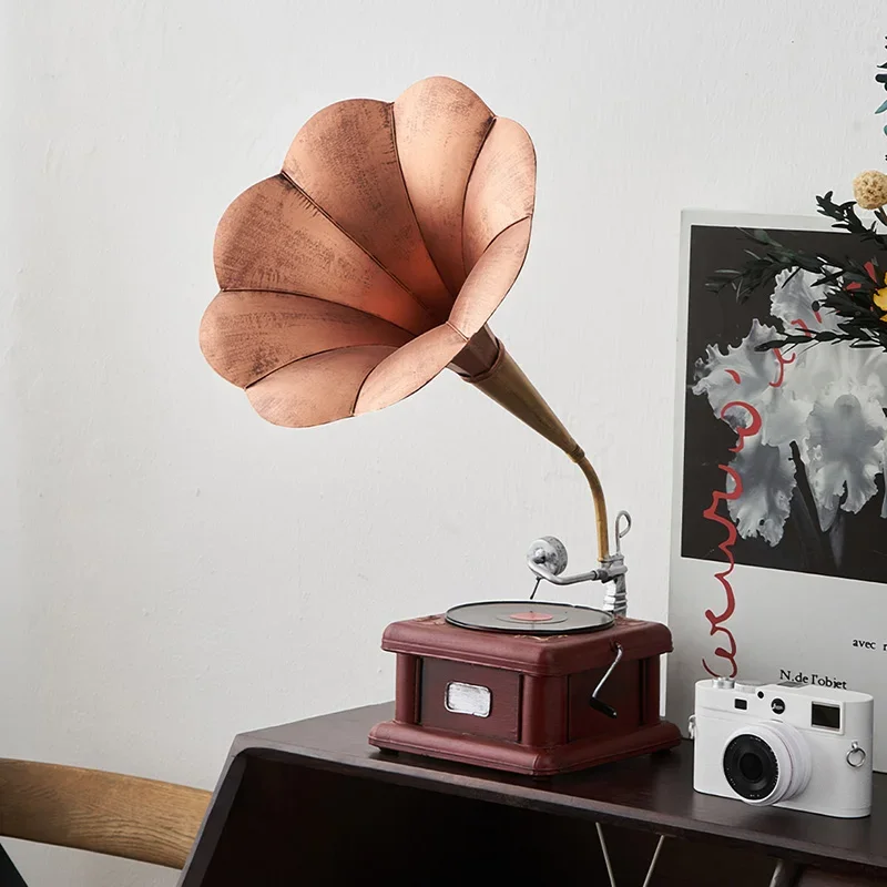 

Американский ретро-фонограф, украшение для дома, гостиной, винного шкафа, кофейни, ресторанов, баров, декор ручной работы